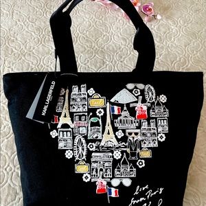 Black Karl Lagerfeld Canvas Tote with zipper . Light weight